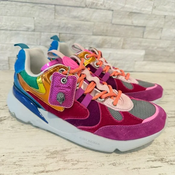 KURT GEIGER LONDON Suede Kurt Runner Sneakers Women’s SZ 38.5EU-8 US RAINBOW New - Picture 15 of 15